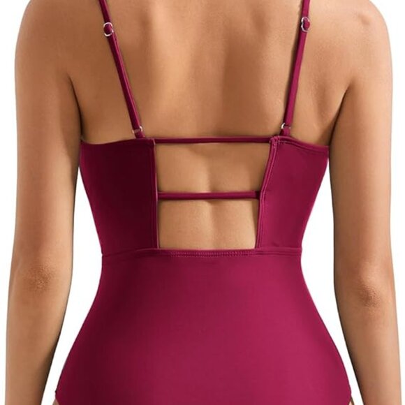 SUUKSESS Women Sexy Wrap Push Up One Piece Swimsuit Tummy Control Size Large - Picture 3 of 8